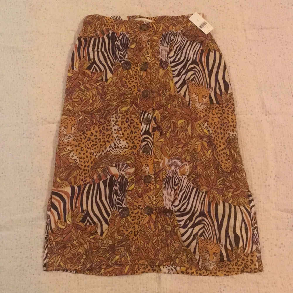 Anthropologie Zebra Cheetah Skirt